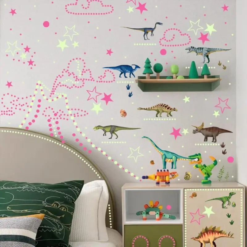 1 Set Afneembare Waterdichte Zelfklevende Dinosaurussen En Sterren Groene Lichtgevende Muurstickers Kinderkamerdecoratie.jpg 3f123999 2ad1 47ca 9eab 9c708f4a5f9d