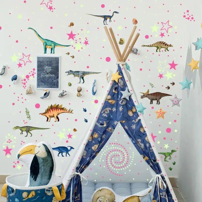 1 Set Afneembare Waterdichte Zelfklevende Dinosaurussen En Sterren Groene Lichtgevende Muurstickers Kinderkamerdecoratie.jpg aac73941 42d0 4b49 a22d 477553db00d2