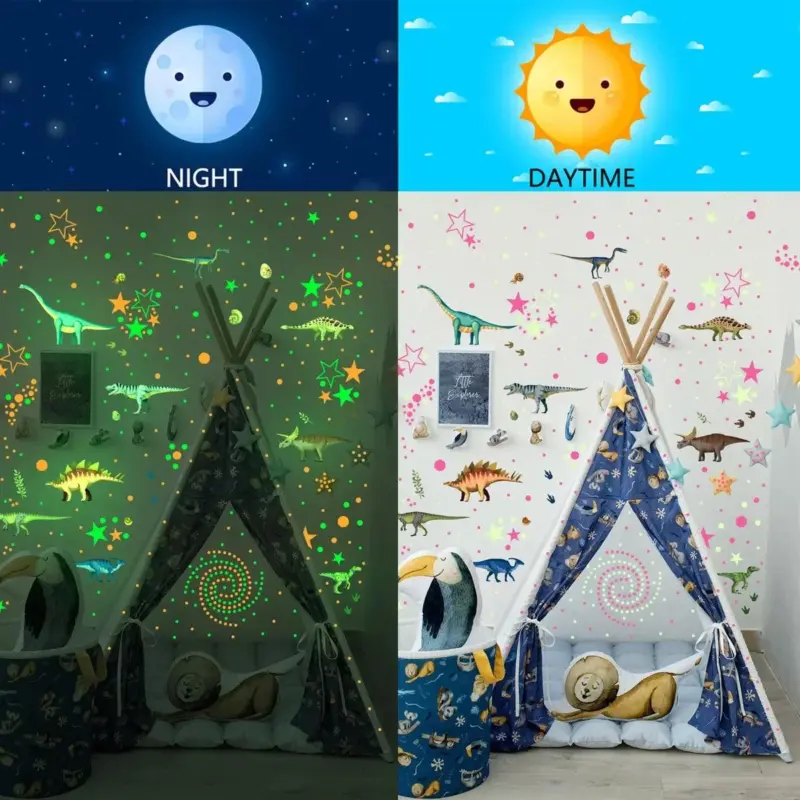1 Set Afneembare Waterdichte Zelfklevende Dinosaurussen En Sterren Groene Lichtgevende Muurstickers Kinderkamerdecoratie.jpg bf1ae00b ec74 4bb4 a8c8 d86cdc96a2b8