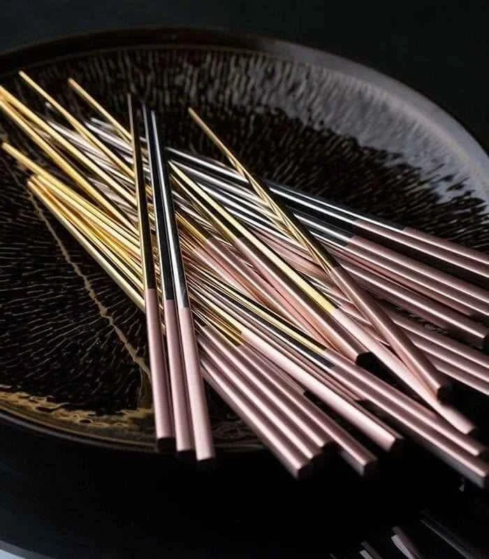 10 Pairs Chopstick Set Stainless Steel Pink Reusable 23.5 cm -  - #tag1#