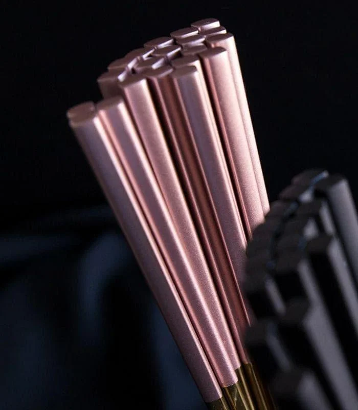 10 Pairs Chopstick Set Stainless Steel Pink Reusable 23.5 cm -  - #tag1#