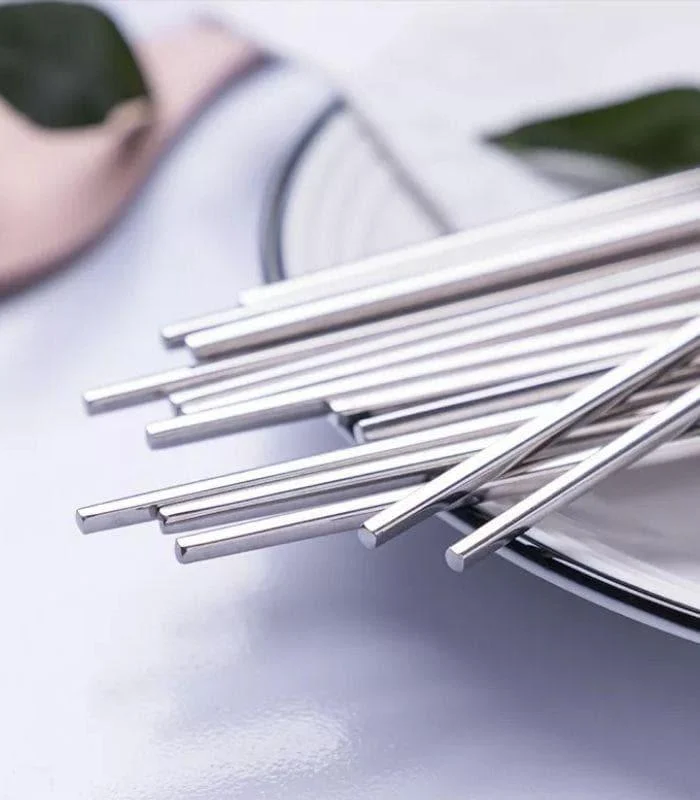 10 Pairs Chopstick Set Stainless Steel Pink Reusable 23.5 cm -  - #tag1#