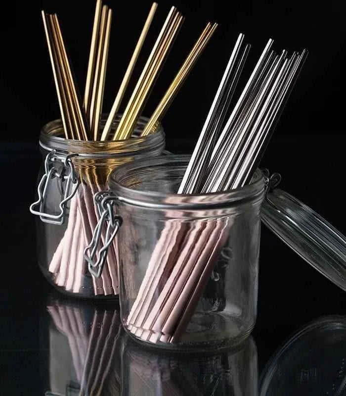 10 Pairs Chopstick Set Stainless Steel Pink Reusable 23.5 cm -  - #tag1#