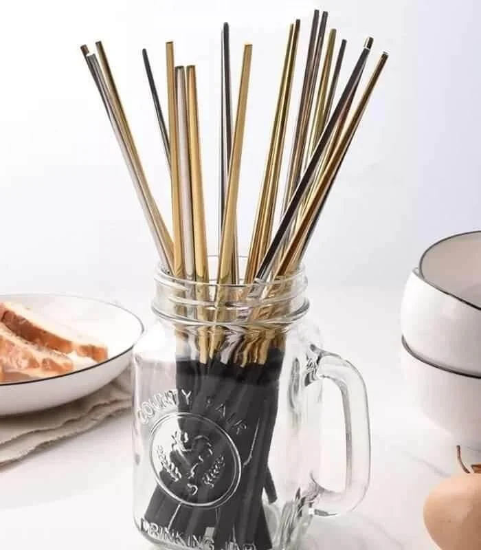 10 Pairs Chopsticks Stainless Steel Black and Gold 23.5cm -  - #tag1#