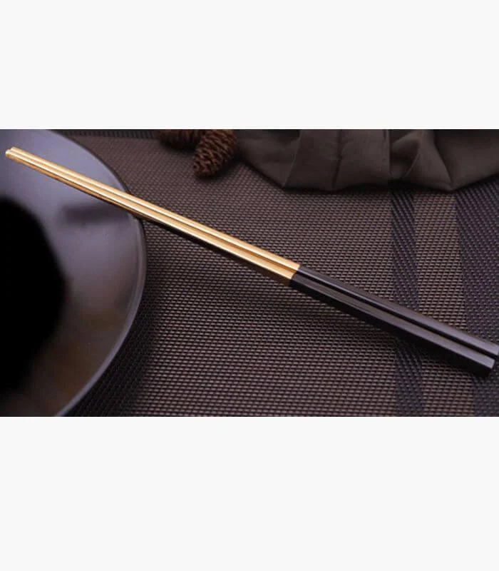 10 Pairs Chopsticks Stainless Steel Black and Gold 23.5cm -  - #tag1#