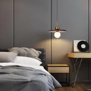 Homeko Saucer Walnut Round Creative Pendant Lamp