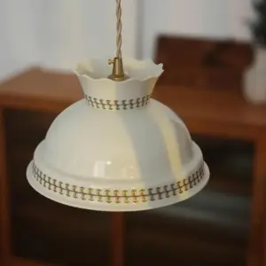 Homeko Round Modern Luminaire Pendant Lamp Glass And Metal Hanging Light