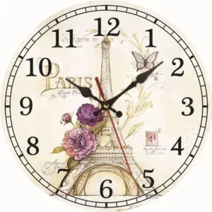 Lumière - Stylish wooden wall clock with Eiffel Tower design
