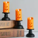 12 Pieces Halloween LED Pumpkin Chandelier Candles tag1