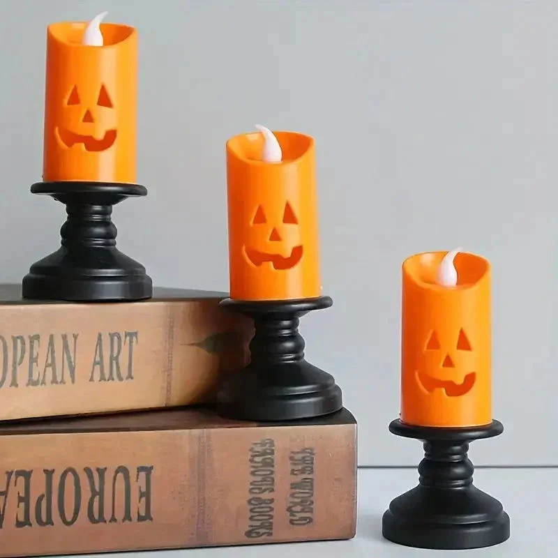 12-Pieces: Halloween LED Pumpkin Chandelier Candles -  - #tag1#