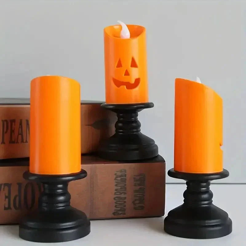 12-Pieces: Halloween LED Pumpkin Chandelier Candles -  - #tag1#
