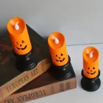 12 Pieces Halloween LED Pumpkin Chandelier Candles tag1