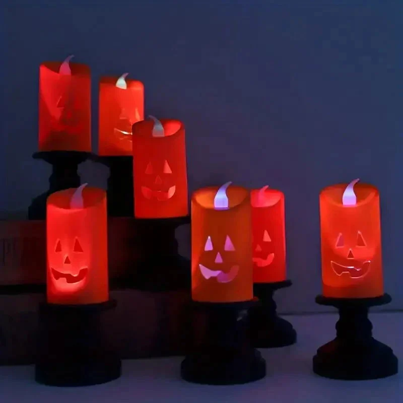 12-Pieces: Halloween LED Pumpkin Chandelier Candles -  - #tag1#