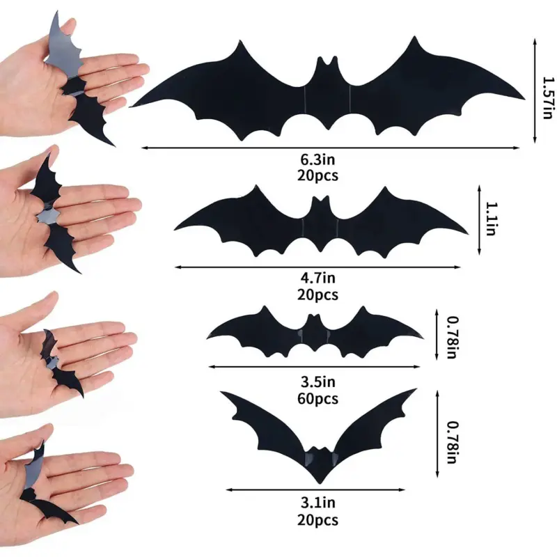 120 Piece 3D Bat Halloween Decoration Stickers tag1