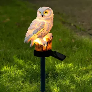 Solar owl garden lamp with decorative pole