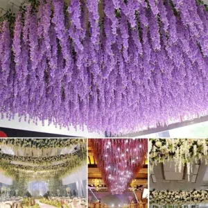 12Pcs Artificial Flower Rattan Wreath Arch Wedding Home Garden Office Decoration pendant Plant