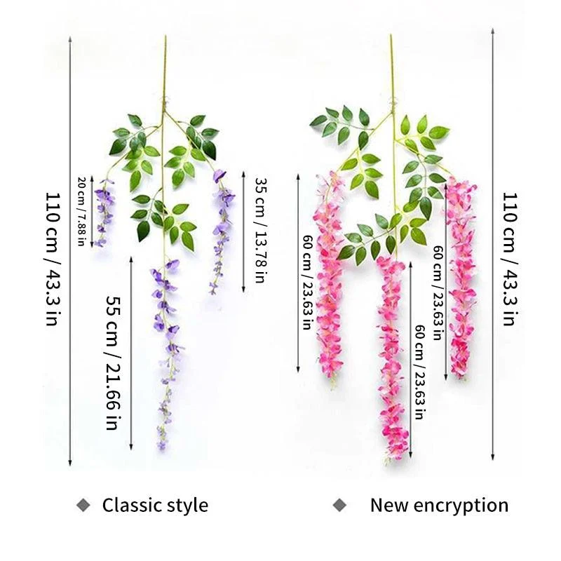 12Pcs  Artificial Flower Rattan Wreath Arch Wedding Home Garden Office Decoration pendant Plant -  - #tag1#