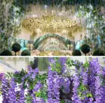 12Pcs Artificial Flower Rattan Wreath Arch Wedding Home Garden Office Decoration pendant Plant tag1