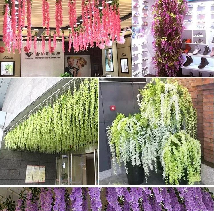 12Pcs  Artificial Flower Rattan Wreath Arch Wedding Home Garden Office Decoration pendant Plant -  - #tag1#