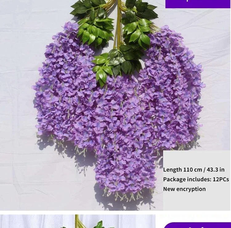 12Pcs  Artificial Flower Rattan Wreath Arch Wedding Home Garden Office Decoration pendant Plant -  - #tag1#