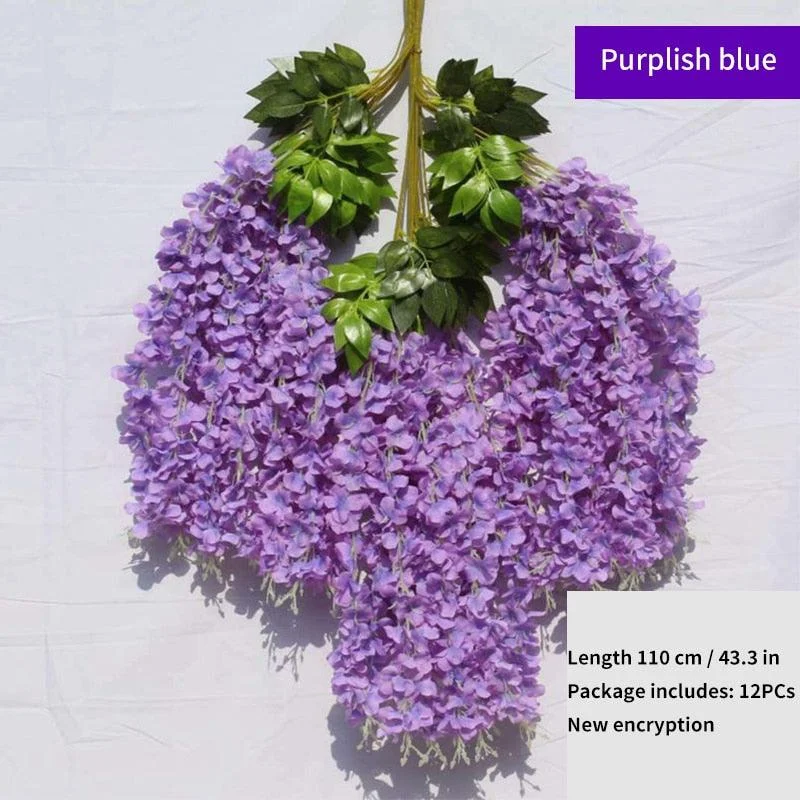 12Pcs  Artificial Flower Rattan Wreath Arch Wedding Home Garden Office Decoration pendant Plant -  - #tag1#