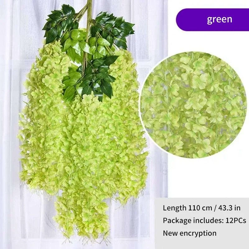 12Pcs  Artificial Flower Rattan Wreath Arch Wedding Home Garden Office Decoration pendant Plant -  - #tag1#