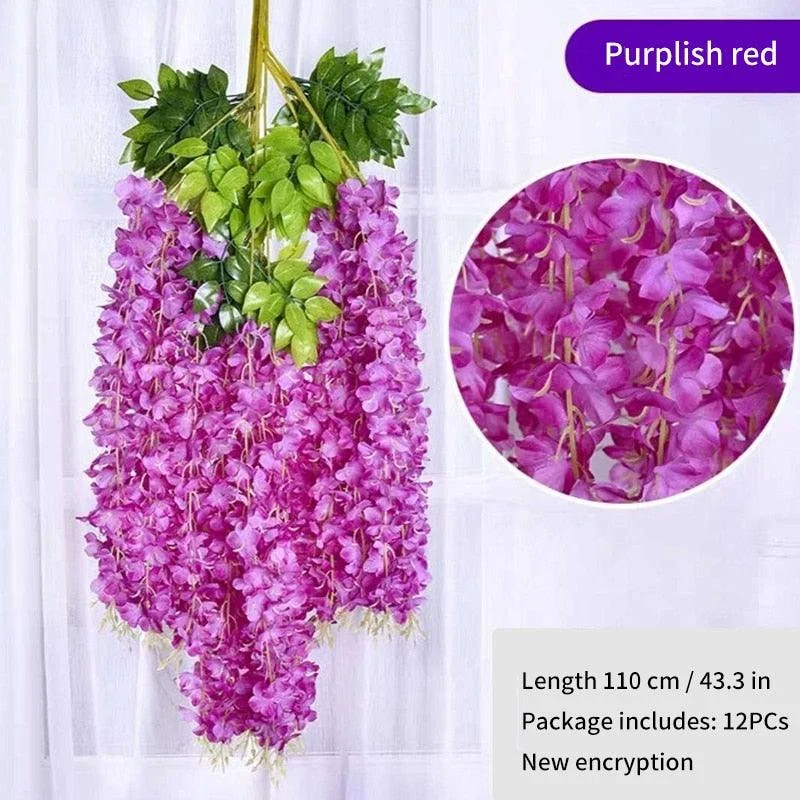 12Pcs  Artificial Flower Rattan Wreath Arch Wedding Home Garden Office Decoration pendant Plant -  - #tag1#