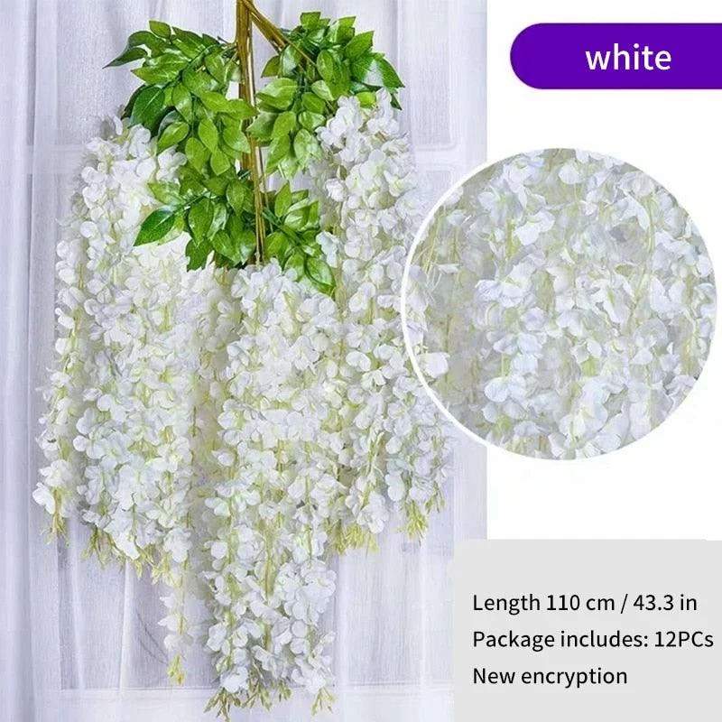12Pcs  Artificial Flower Rattan Wreath Arch Wedding Home Garden Office Decoration pendant Plant -  - #tag1#