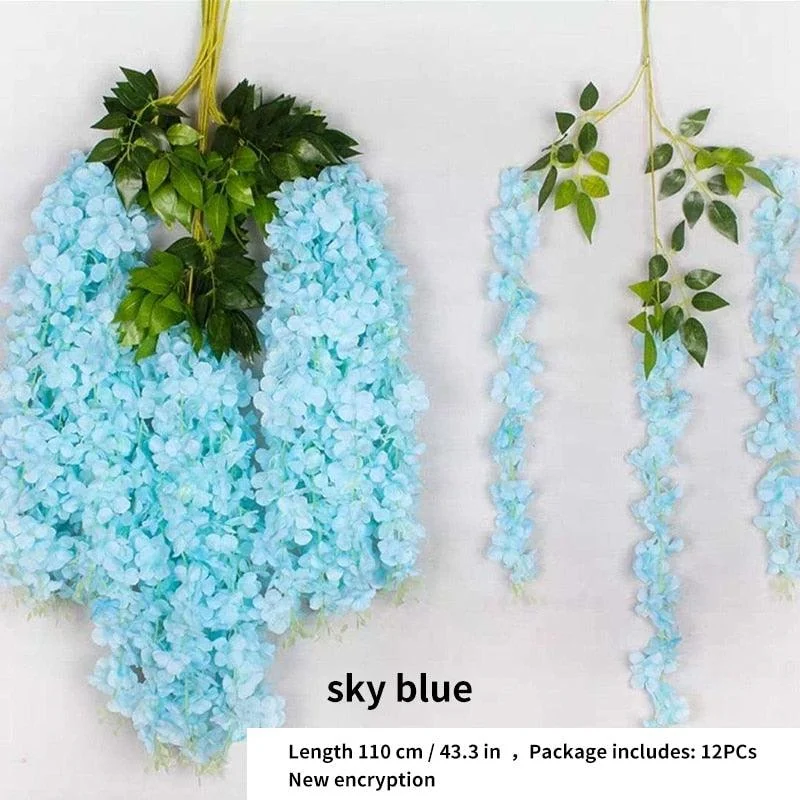 12Pcs  Artificial Flower Rattan Wreath Arch Wedding Home Garden Office Decoration pendant Plant -  - #tag1#