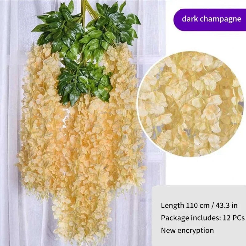 12Pcs  Artificial Flower Rattan Wreath Arch Wedding Home Garden Office Decoration pendant Plant -  - #tag1#