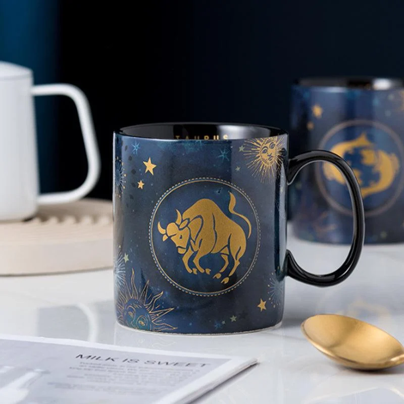 12 Constellations Mug Cobalt Blue Ceramic Coffee Mug -  - #tag1#