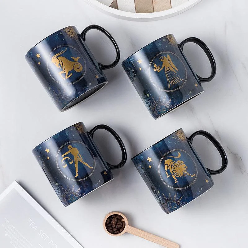 12 Constellations Mug Cobalt Blue Ceramic Coffee Mug -  - #tag1#