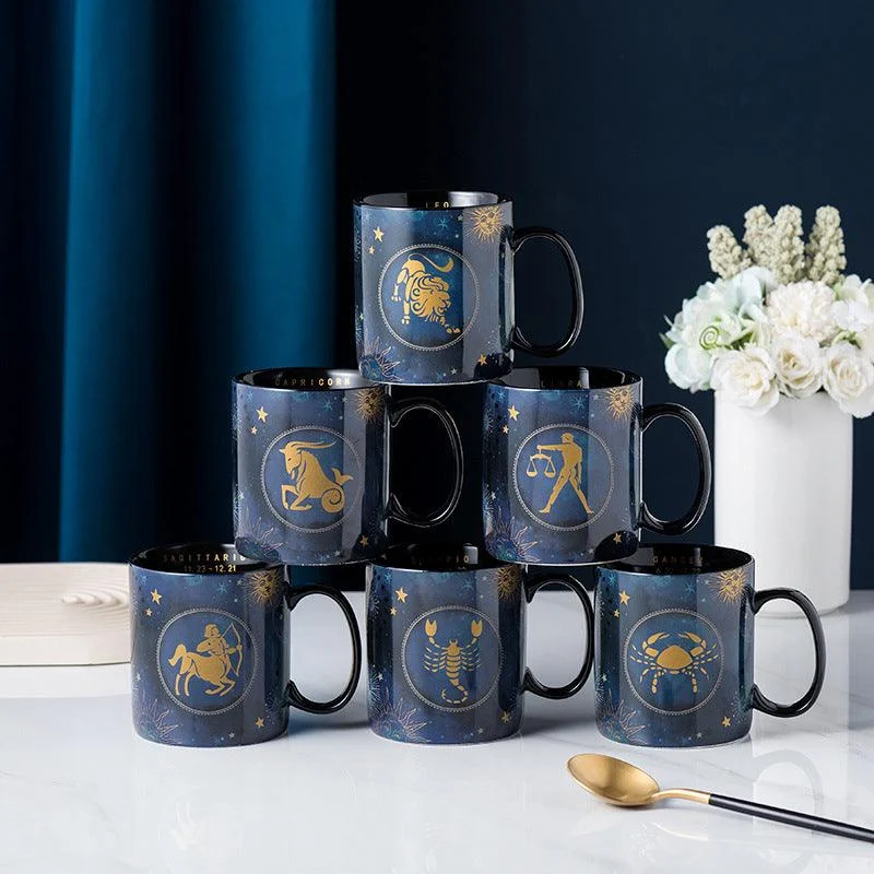 12 Constellations Mug Cobalt Blue Ceramic Coffee Mug -  - #tag1#