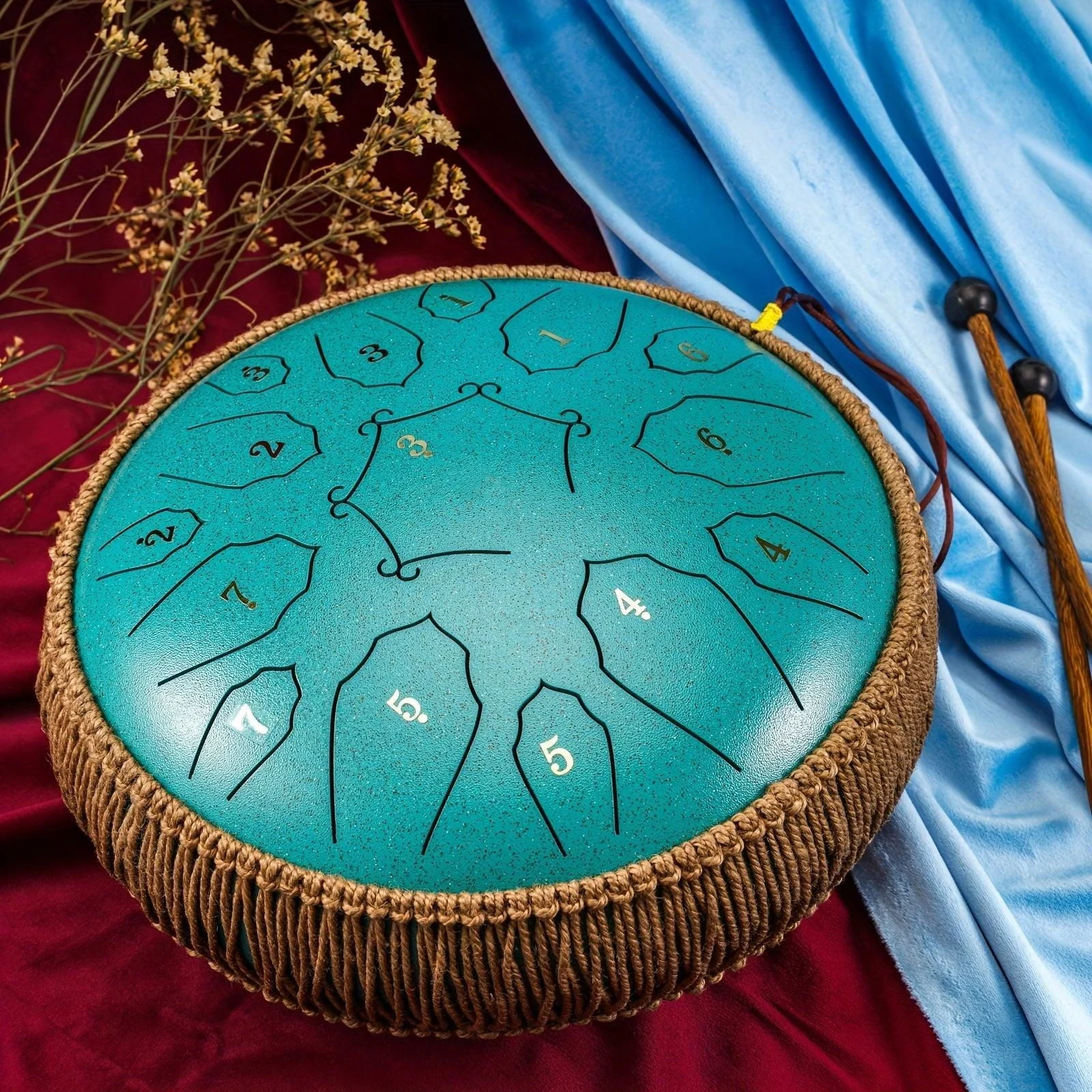 12 Inch 15 Note Steel Tongue Drum D Key Hotplate Percussion Instrument Cornices Shape Handbag Drum With Drum Mallets Carry Bag And Music Book -  - #tag1#