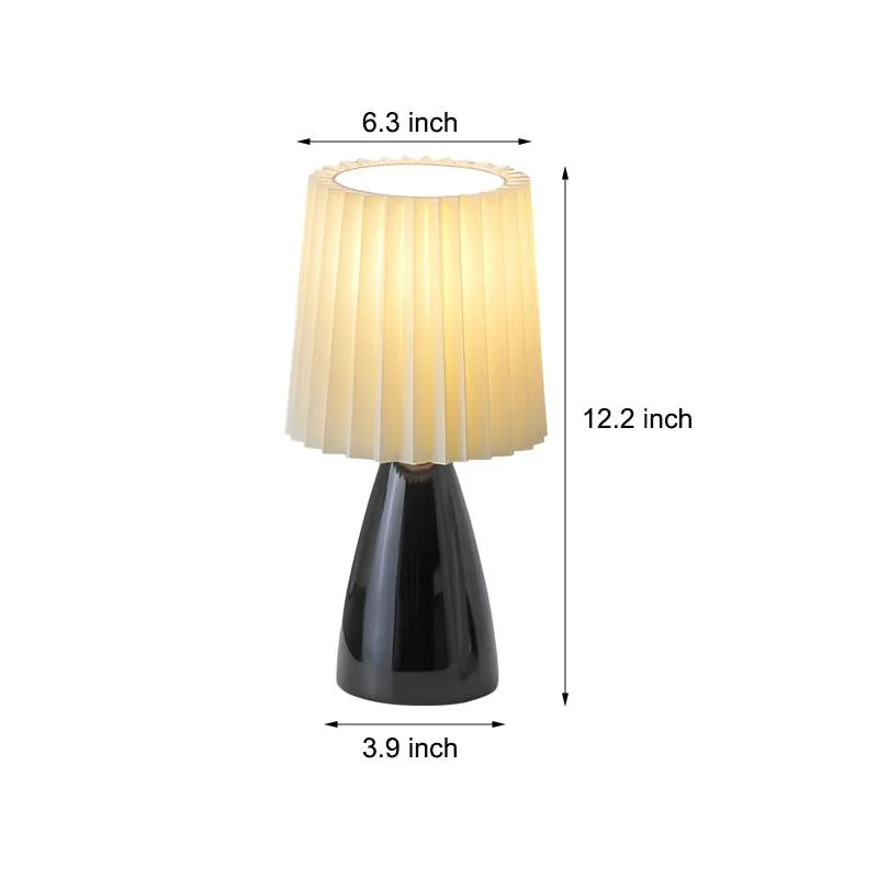 12'' Pleated Fabrics - Table Lamp with Glass Base and USB, Dimmable with 1 Light Point -  - #tag1#