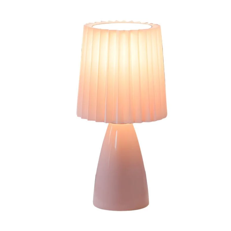 12'' Pleated Fabrics - Table Lamp with Glass Base and USB, Dimmable with 1 Light Point -  - #tag1#