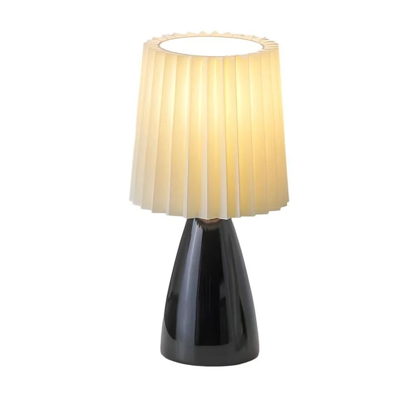 12'' Pleated Fabrics - Table Lamp with Glass Base and USB, Dimmable with 1 Light Point -  - #tag1#