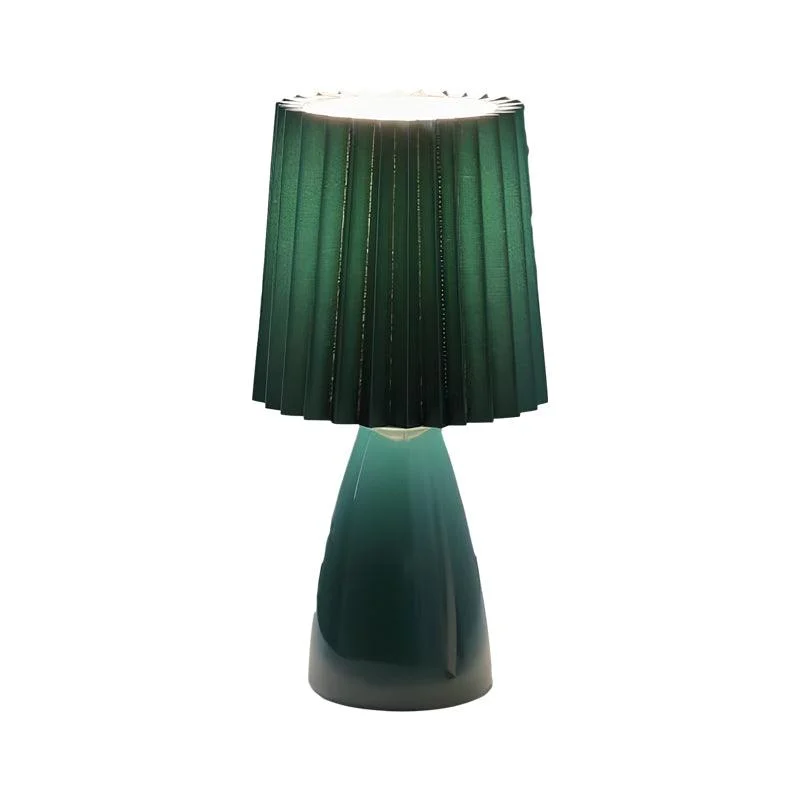 12'' Pleated Fabrics - Table Lamp with Glass Base and USB, Dimmable with 1 Light Point -  - #tag1#