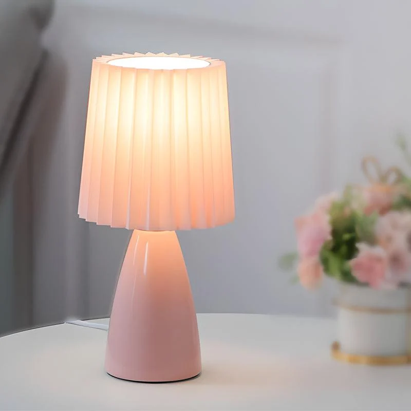 12'' Pleated Fabrics - Table Lamp with Glass Base and USB, Dimmable with 1 Light Point -  - #tag1#