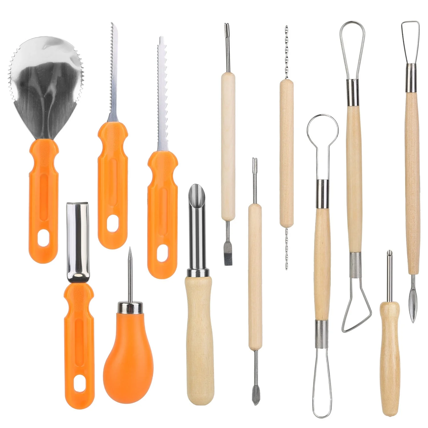 13-Pieces: Halloween Pumpkin Stainless Steel Carving Kit -  - #tag1#
