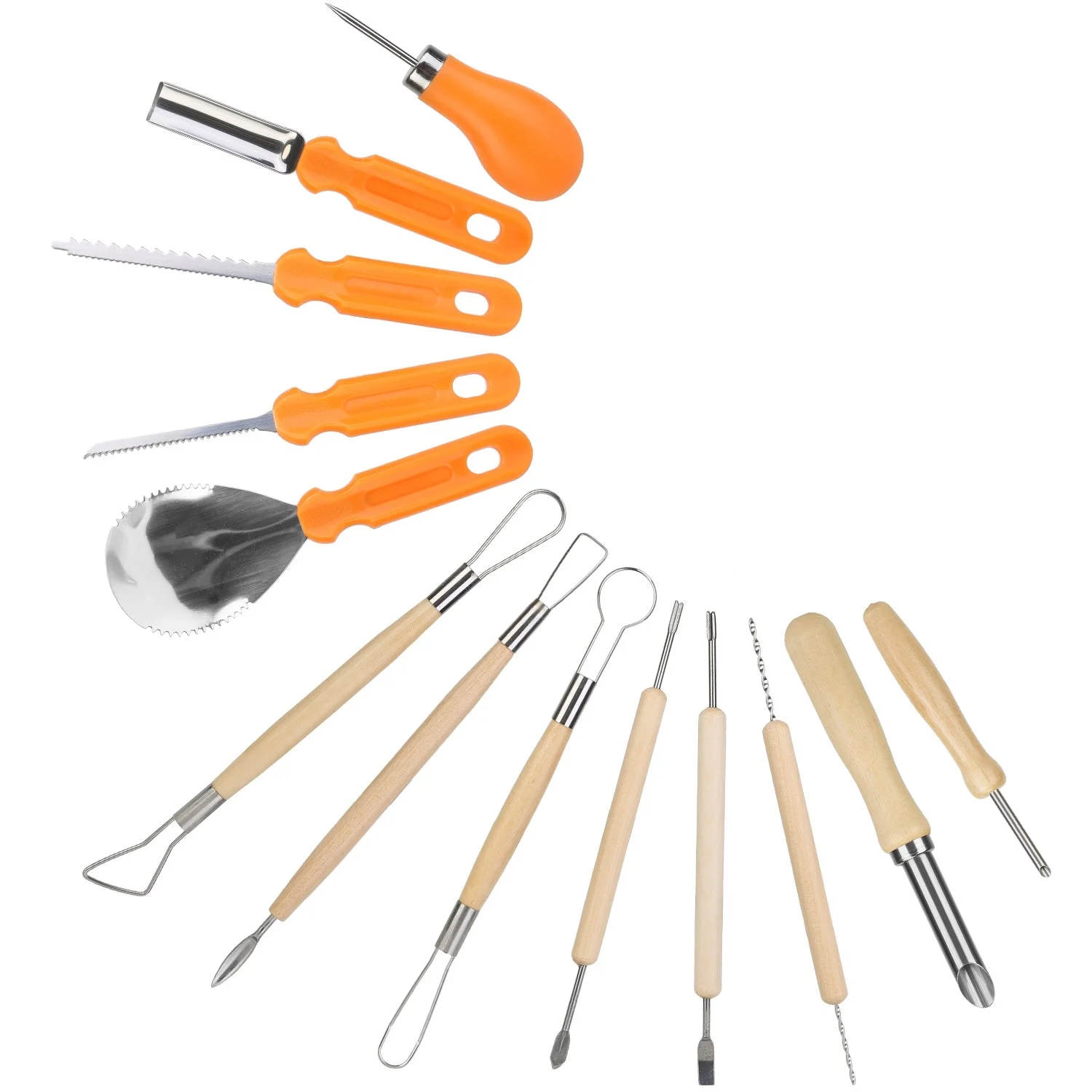 13-Pieces: Halloween Pumpkin Stainless Steel Carving Kit -  - #tag1#