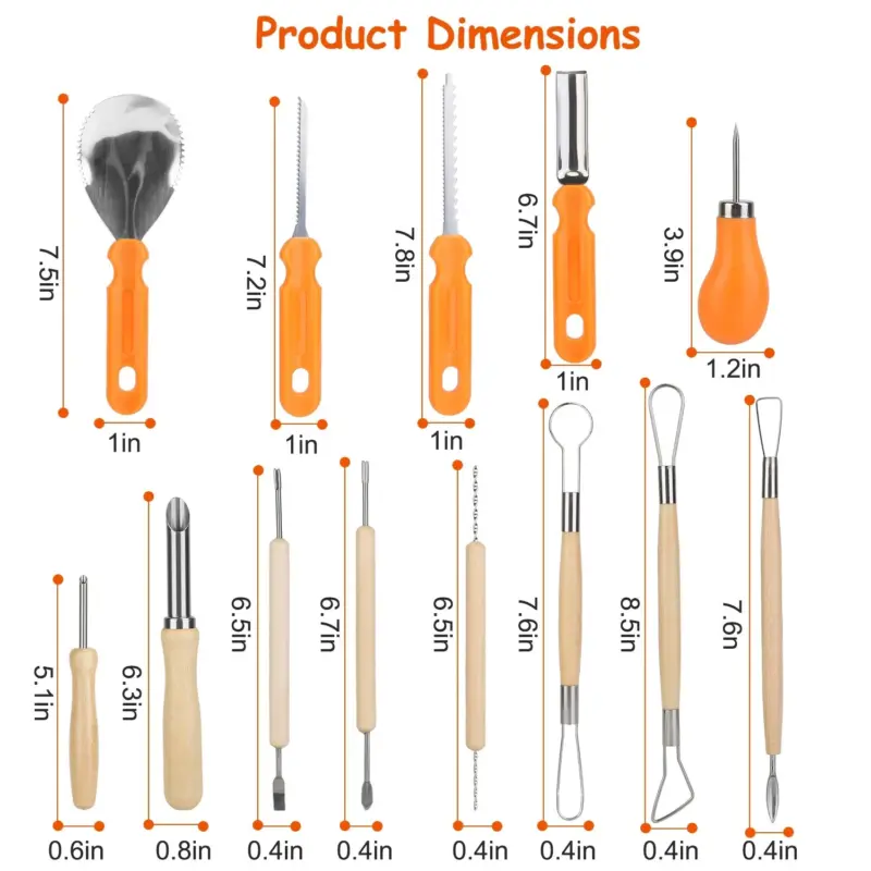 13 Pieces Halloween Pumpkin Stainless Steel Carving Kit tag1