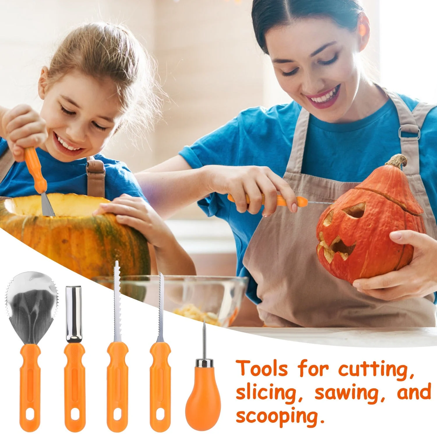 13-Pieces: Halloween Pumpkin Stainless Steel Carving Kit -  - #tag1#