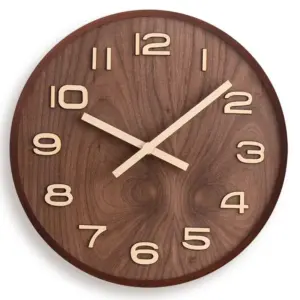 Solid Walnut Wood Battery Operated Clock for Livingroom