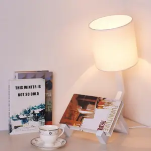 NordicLight - Scandinavian Table Lamp with Integrated Bookshelf