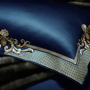 Homeko Dark Blue Luxury Egyptian Cotton Bedding Set