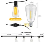 15M 30M ST38 LED String Light Waterproof Patio Light Indoor Outdoor Christmas Fairy Light LED Wedding