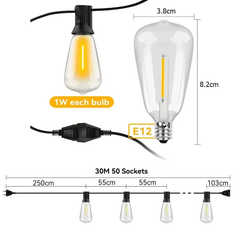 15M 30M ST38 LED String Light Waterproof Patio Light Indoor Outdoor Christmas Fairy Light LED Wedding 7c363979 cc14 41c1 bfc3 4a563945b151
