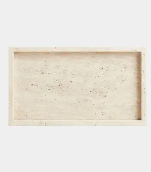 Travertine Stone Vanity Tray - Natural Decorative Tray for Bathroom, Kitchen, Living Room (2 Sizes)