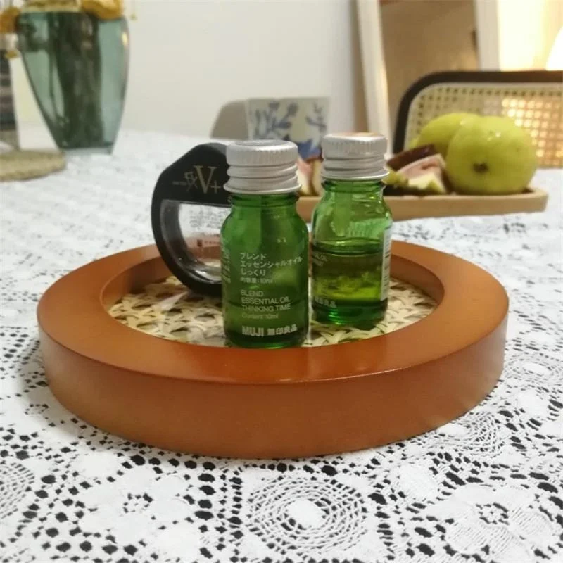 15cm Vintage Rattan Round Decorative Storage Tray Round Fruit Plate Desktop Small Items Jewelry Display Minimalist 0c3898a4 Be91 4fa6 8a80 72dbf1790f19